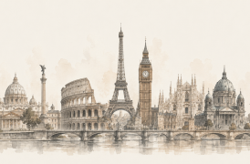 Europe skyline sketch