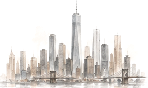 New York skyline sketch
