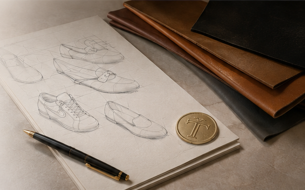 Shoe sketches with TIADEL coin