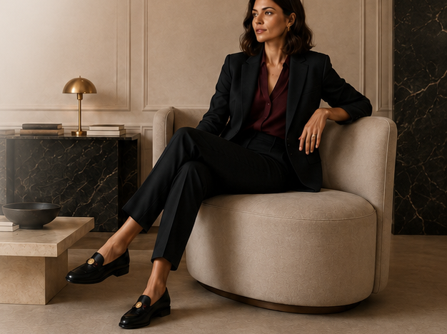Woman wearing TIADEL loafers